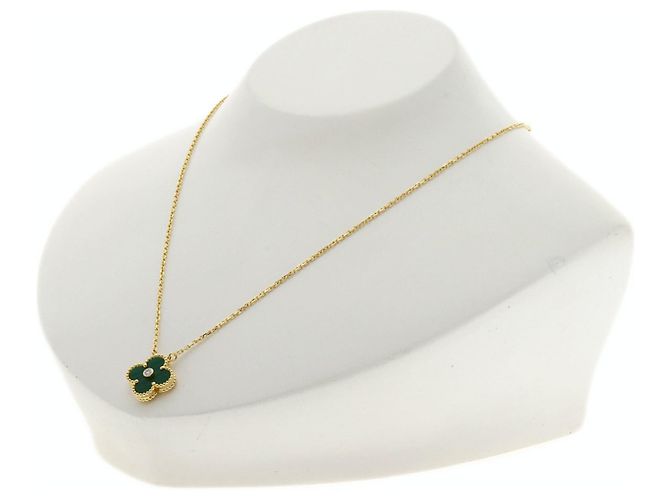 Collana Van Cleef & Arpels Vintage Alhambra Malachite e Diamanti - vista 4