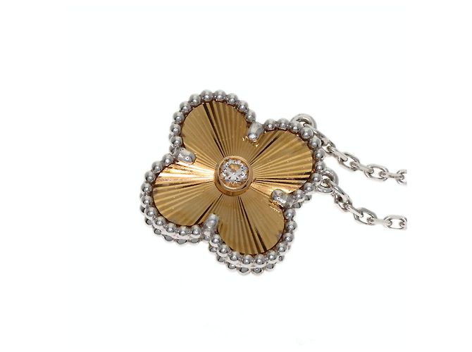 Collana Van Cleef & Arpels Vintage Alhambra Guilloché 1P Diamond - vista 6