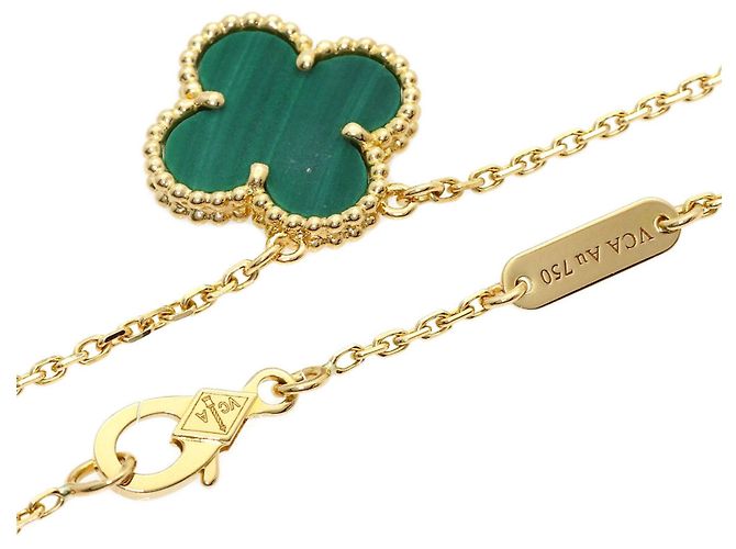 Collana Vintage Alhambra in malachite Van Cleef & Arpels - vista 2