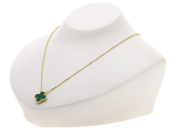 Collana Vintage Alhambra in malachite Van Cleef & Arpels - vista 4