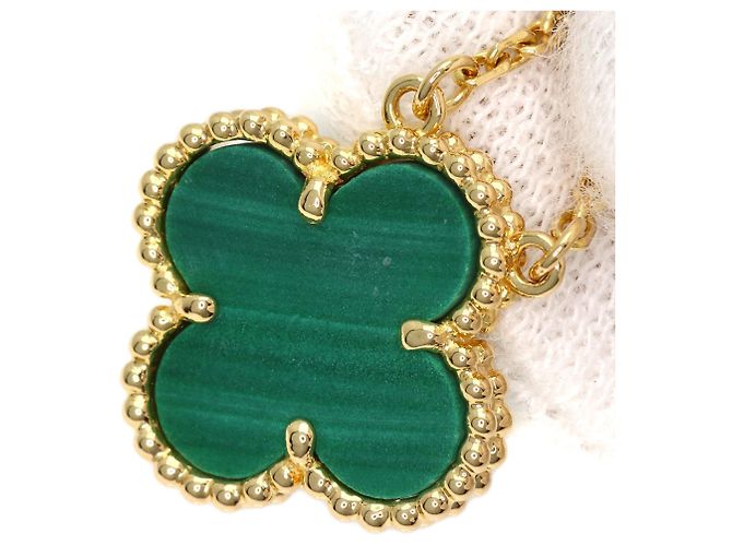 Collana Vintage Alhambra in malachite Van Cleef & Arpels - vista 5