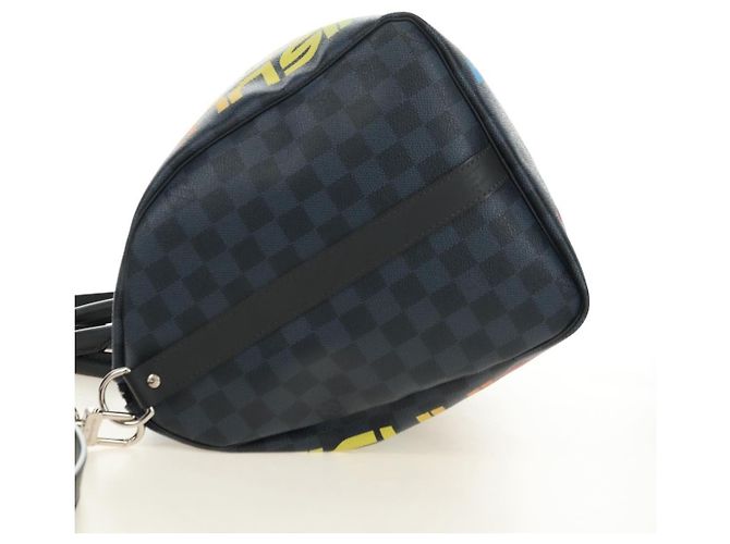Louis Vuitton Keepall Bandouliere Limited Edition Damier Cobalt Jungle 45 Blu - vista 3