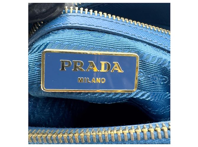 Prada Double Zip Lux Saffiano Leather Medium Azul - vista 7