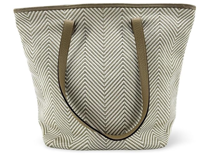 Hermès Hermes Chennai Woven Leather and Canvas Mini Blanco - vista 2