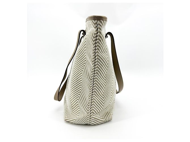Hermès Hermes Chennai Woven Leather and Canvas Mini Blanco - vista 4