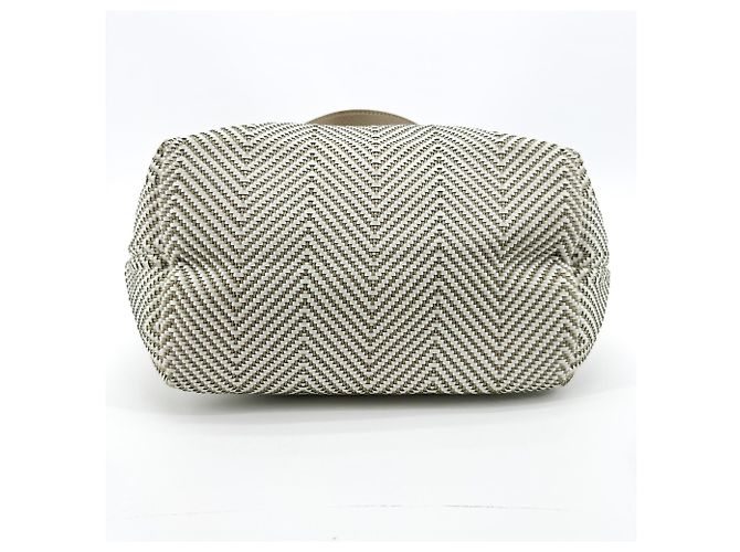 Hermès Hermes Chennai Woven Leather and Canvas Mini Blanco - vista 7