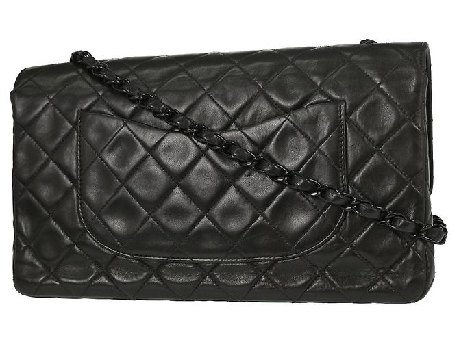 Chanel So Black Classic Single Flap Quilted Lambskin Medium Noir - vue 2