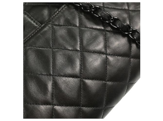 Chanel So Black Classic Single Flap Quilted Lambskin Medium Noir - vue 7
