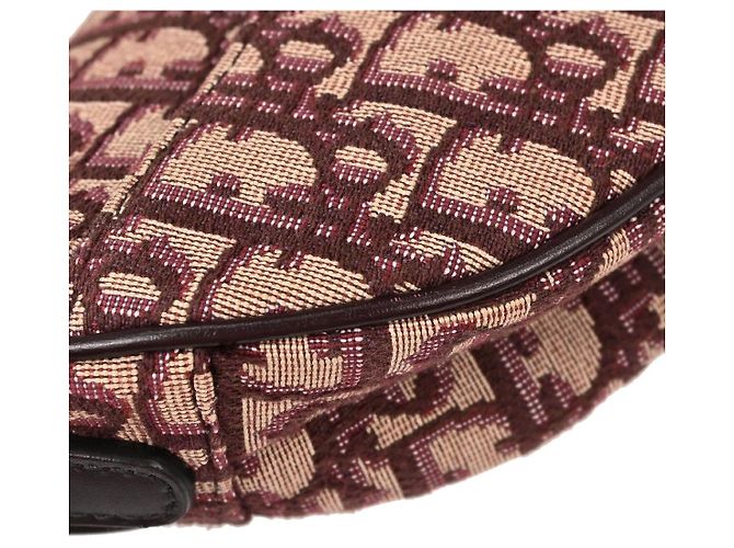 Christian Dior Saddle Logo Embroidered Canvas Medium Bordeaux - vista 6
