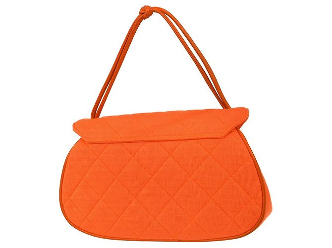 Chanel Shopping Quilted Knit Pluto Glitter Large Laranja - vista 2