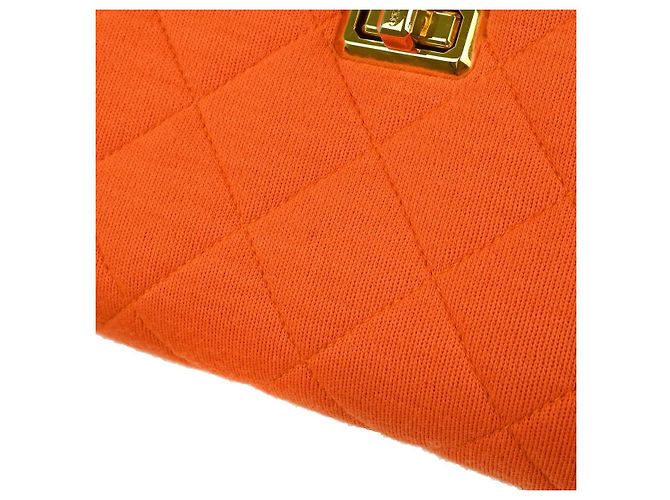 Chanel Shopping Quilted Knit Pluto Glitter Large Laranja - vista 3