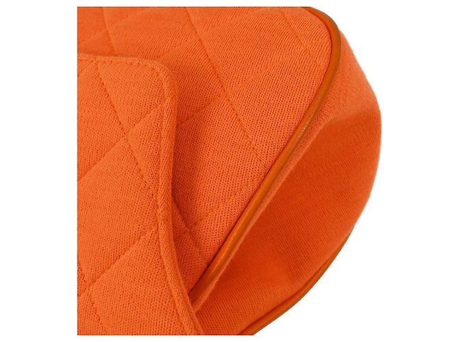 Chanel Shopping Quilted Knit Pluto Glitter Large Laranja - vista 4