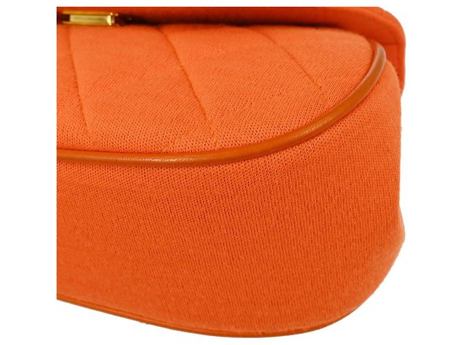 Chanel Shopping Quilted Knit Pluto Glitter Large Laranja - vista 6