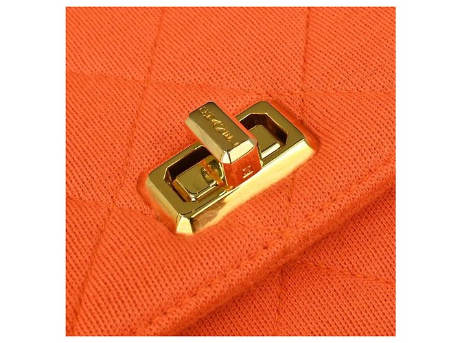 Chanel Shopping Quilted Knit Pluto Glitter Large Laranja - vista 7