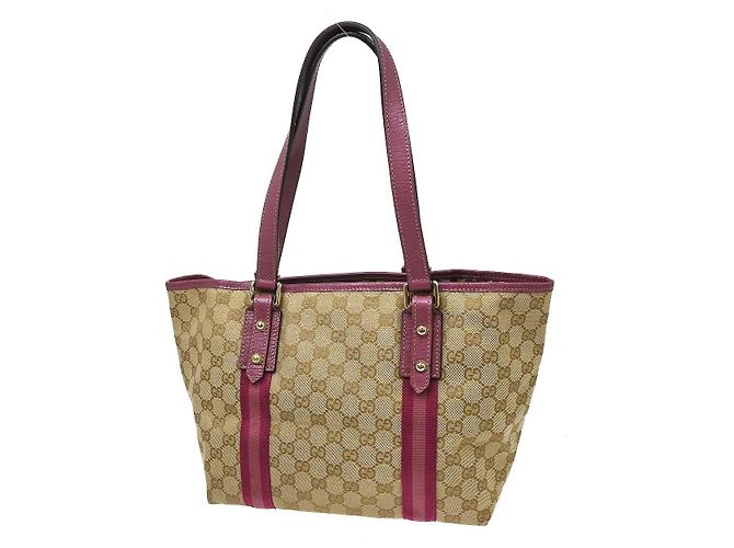 Tote Gucci in tela GG e pelle Beige - vista 2