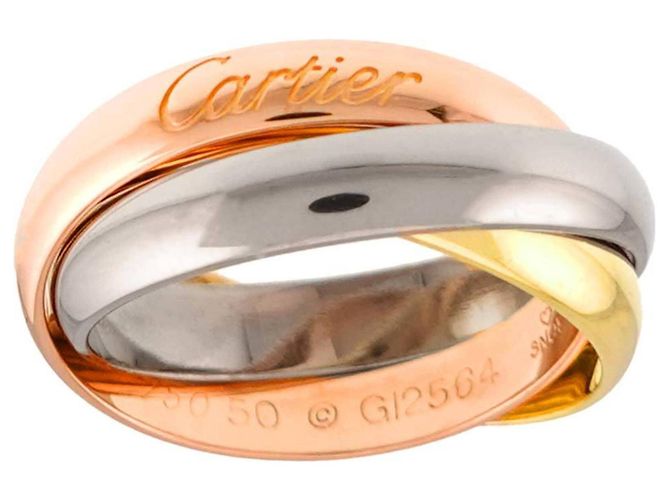 Anillo Cartier Trinity Medium MM #50 Rosa Blanco Amarillo - vista 2