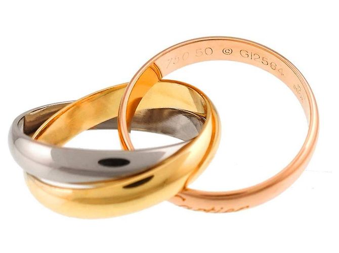 Anillo Cartier Trinity Medium MM #50 Rosa Blanco Amarillo - vista 3