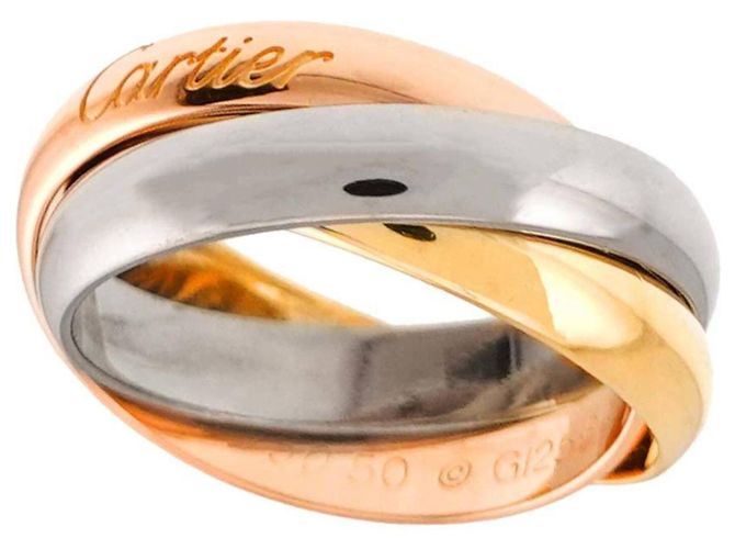 Anillo Cartier Trinity Medium MM #50 Rosa Blanco Amarillo - vista 4