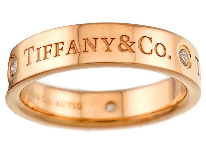 Autre Marque Tiffany & Co. Flacher Ring aus 18K Roségold mit Diamanten Pink - Ansicht 2