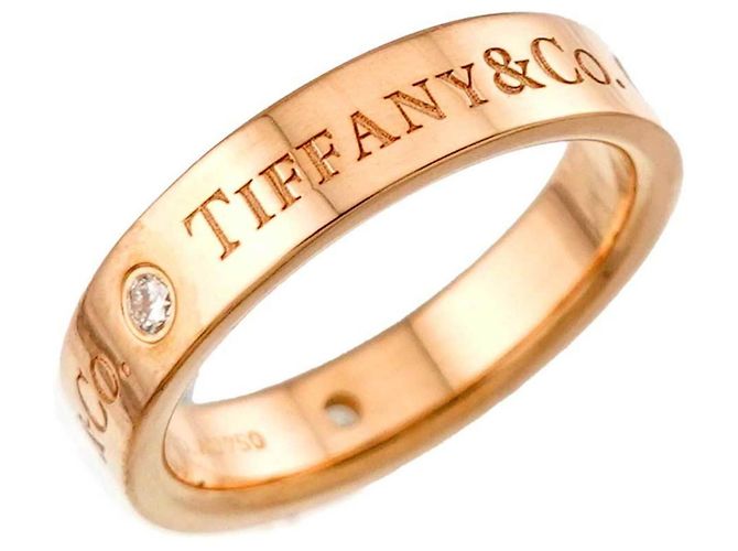 Autre Marque Tiffany & Co. Flacher Ring aus 18K Roségold mit Diamanten Pink - Ansicht 4