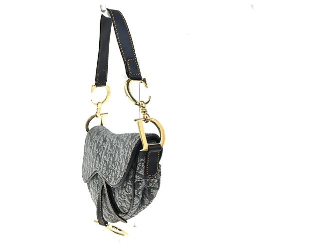 Christian Dior Saddle Oblique Canvas Medium Azul marinho - vista 3