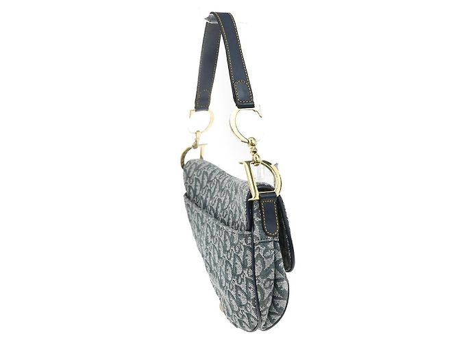 Christian Dior Saddle Oblique Canvas Medium Azul marinho - vista 4