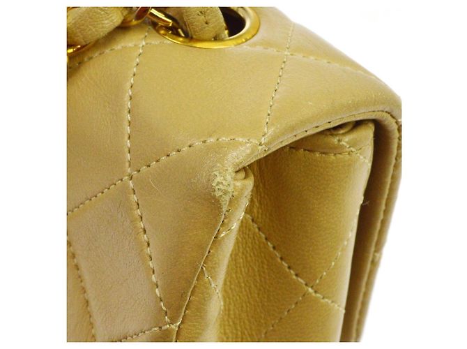 Chanel Retro Classic Square Flap Quilted Goatskin Mini Bege - vista 6
