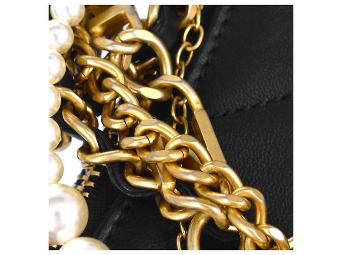 Chanel All About Chains Vita Matelassé in Pelle di Agnello Nero - vista 7