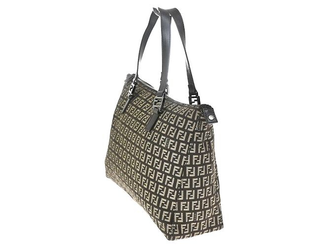 Fendi Schultertasche Zucchino Canvas Medium Braun - Ansicht 2