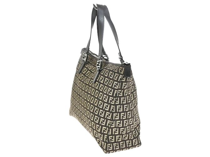 Fendi Schultertasche Zucchino Canvas Medium Braun - Ansicht 3