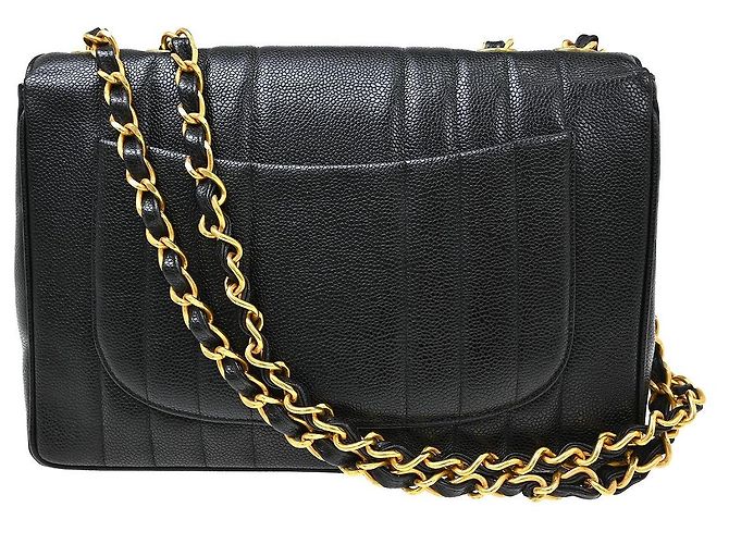 Chanel Classic Flap Vertical Quilted Caviar Preto - vista 2