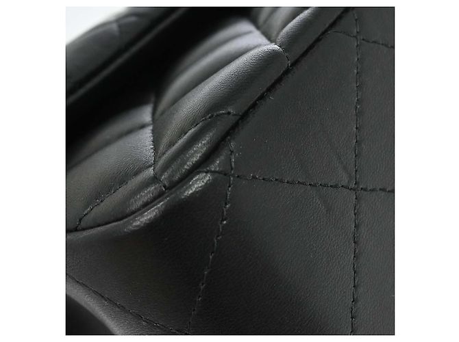 Chanel Vintage Classic Double Flap Quilted Lambskin Jumbo Nero - vista 4
