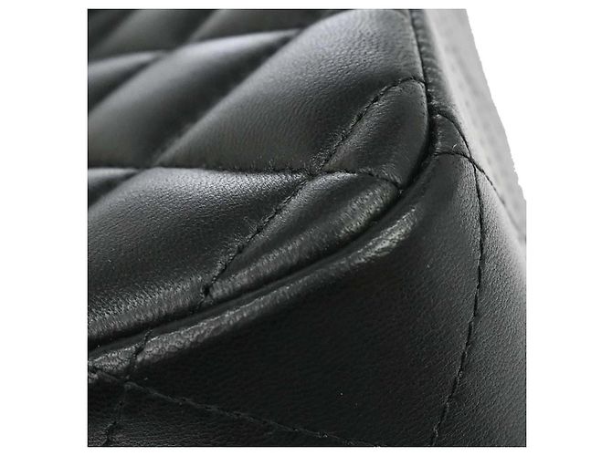 Chanel Vintage Classic Double Flap Quilted Lambskin Jumbo Nero - vista 5