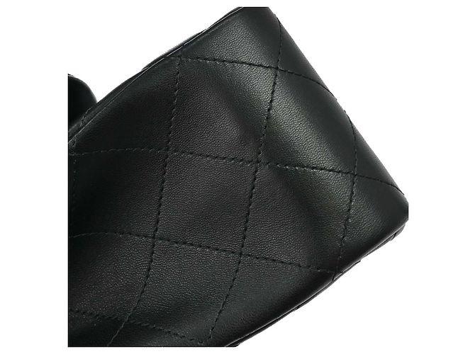 Chanel Vintage Classic Double Flap Quilted Lambskin Jumbo Nero - vista 6