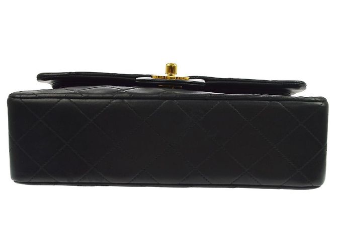 Chanel Vintage Classic Double Flap Quilted Lambskin Small Nero - vista 3