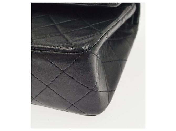 Chanel Vintage Classic Double Flap Quilted Lambskin Small Nero - vista 4