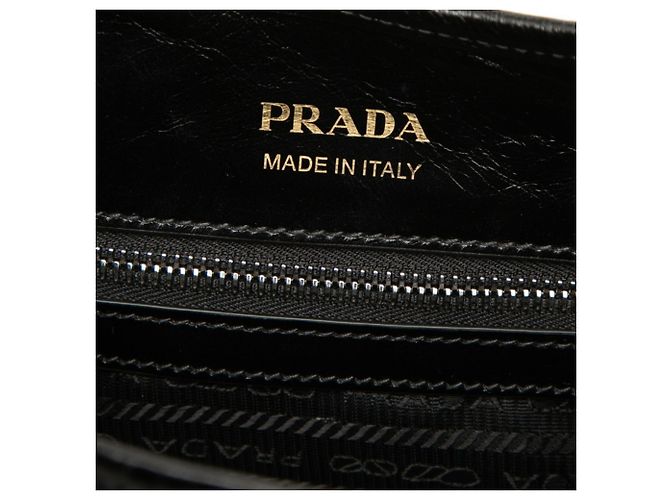 Saco Tote e de Ombro Prada em couro preto - vista 5