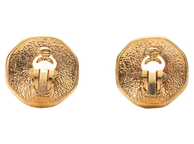 Orecchini ottagonali vintage Chanel Coco Mark D'oro - vista 2