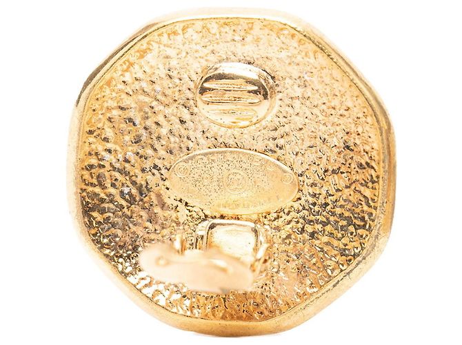 Orecchini ottagonali vintage Chanel Coco Mark D'oro - vista 3