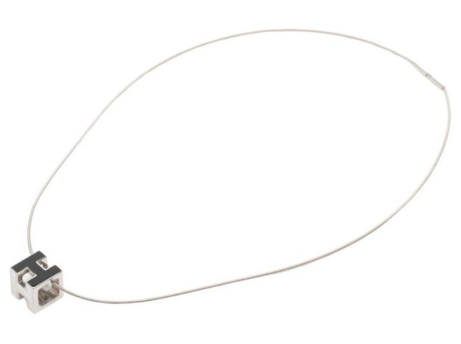 Hermès Hermes Cage d'H H Cube Chain Anhänger Halskette Schwarz - Ansicht 2