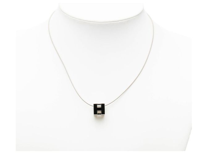 Hermès Hermes Cage d'H H Cube Chain Anhänger Halskette Schwarz - Ansicht 5