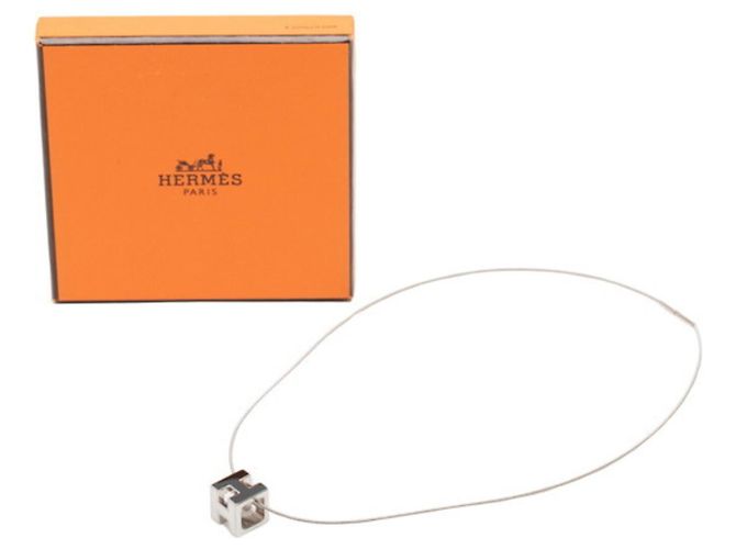 Hermès Hermes Cage d'H H Cube Chain Anhänger Halskette Schwarz - Ansicht 6