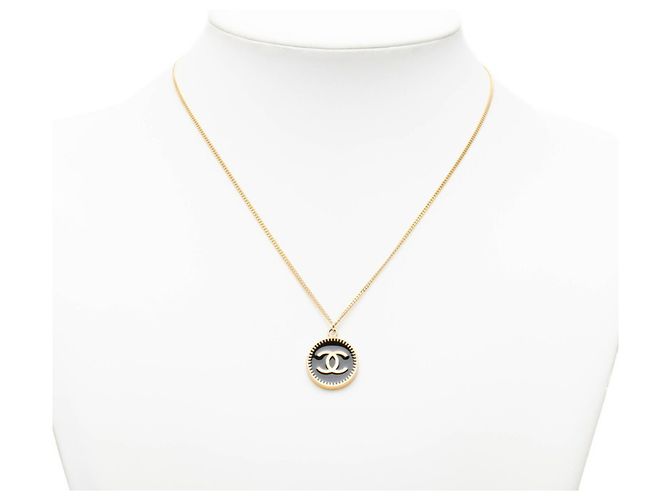 Chanel Coco Mark Chain Anhänger Halskette Schwarz - Ansicht 5