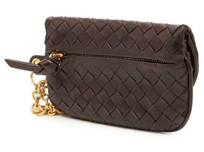 Portefeuille à chaîne Intrecciato Bottega Veneta Marron - vue 2