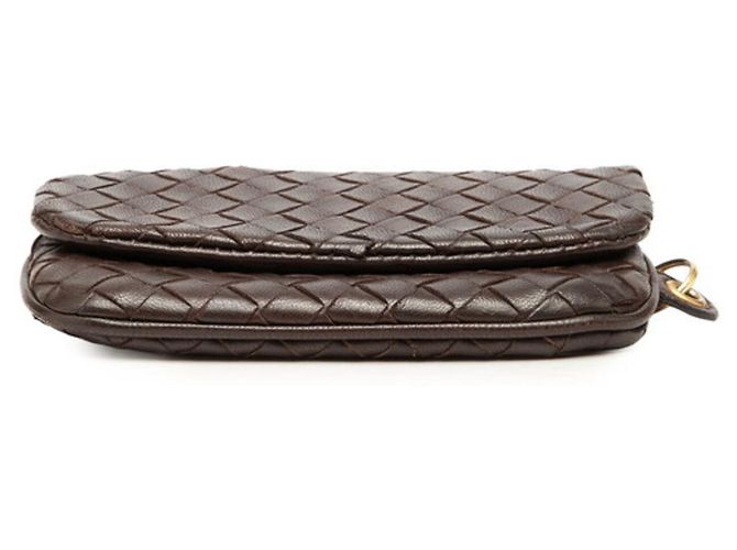 Portefeuille à chaîne Intrecciato Bottega Veneta Marron - vue 3