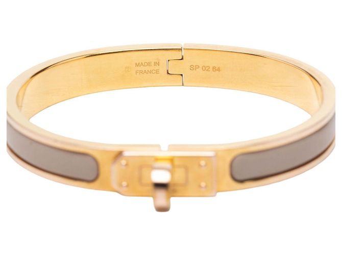 Hermès Bracelete de Esmalte Hermes Mini Click Kelly PM Bege - vista 4