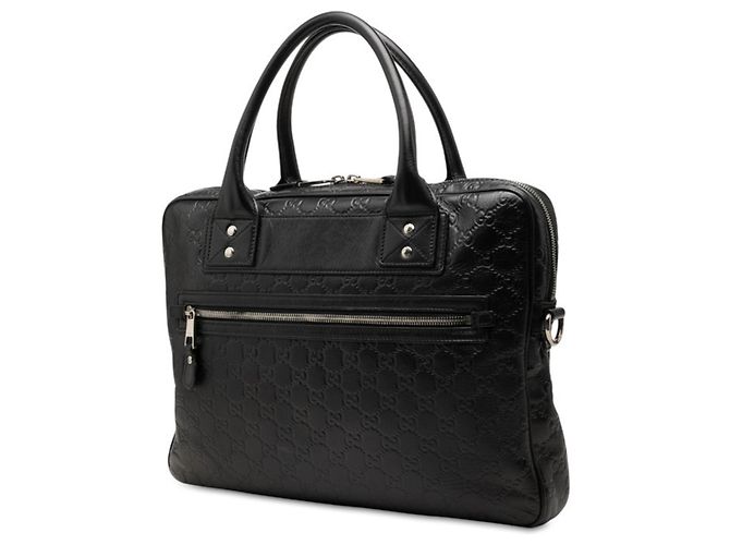 Borsetta da lavoro Gucci Guccissima Nero Blu navy - vista 2