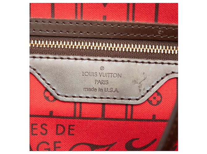 Saco Tote Louis Vuitton Damier Neverfull PM Marrom Vermelho Fuschia Damier ebene - vista 5