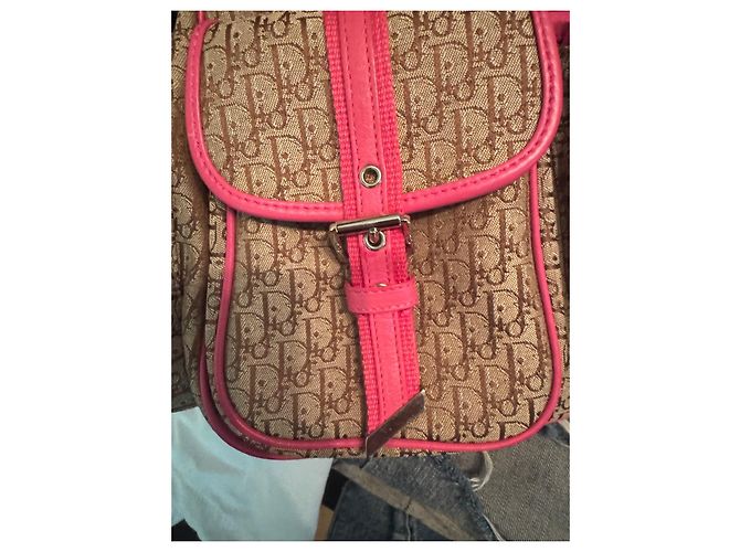 Christian Dior Monogram Canvas und Leder Schultertasche Braun Pink - Ansicht 11