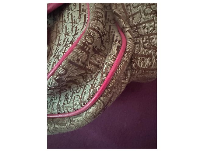Christian Dior Monogram Canvas und Leder Schultertasche Braun Pink - Ansicht 3